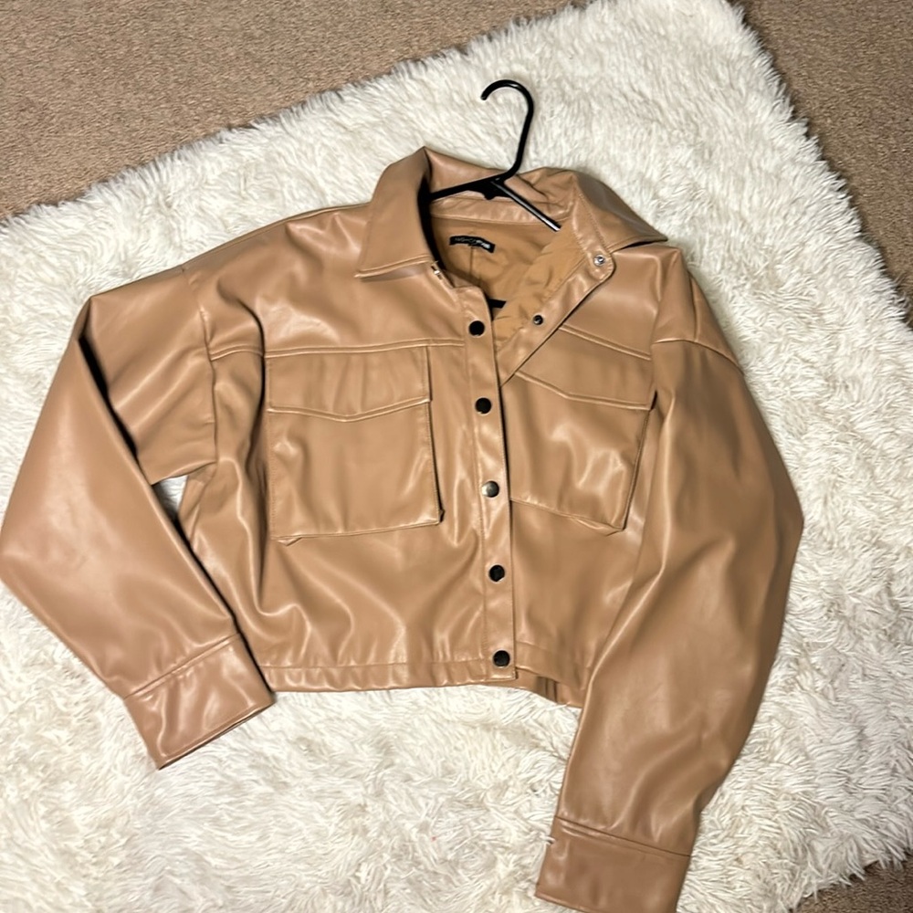 Fashion Nova cropped pleather jacket